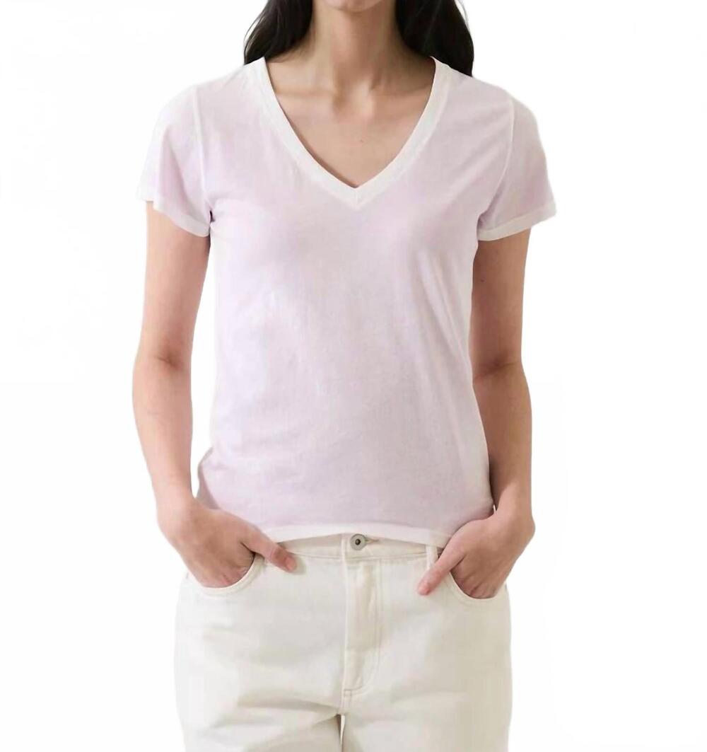 NEW PATRICK ASSARAF short sleeve pima classic v neck tee in pale orchid